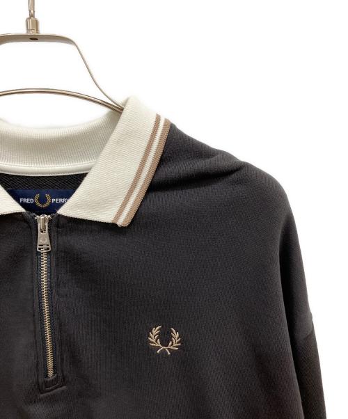 FRED PERRY（フレッドペリー）FRED PERRY (フレッドペリー) ハーフジップ ポロスウェットシャツ チャコールグレー サイズ:UK10の古着・服飾アイテム