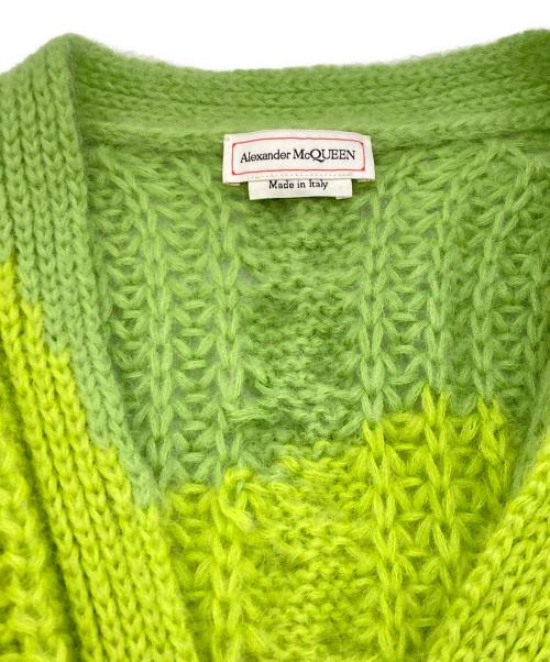ALEXANDER McQUEEN（アレキサンダーマックイーン）ALEXANDER McQUEEN (アレキサンダーマックイーン) モヘア混ニットカーディガン 黄緑 サイズ:XSの古着・服飾アイテム