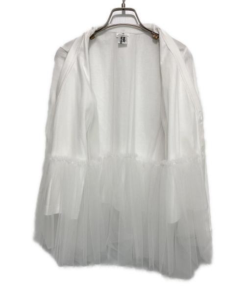 noir kei ninomiya（ノワール ケイ ニノミヤ）noir kei ninomiya (ノワール ケイ ニノミヤ) チュールトドッキング Vネック カーディガン ホワイト サイズ:Sの古着・服飾アイテム