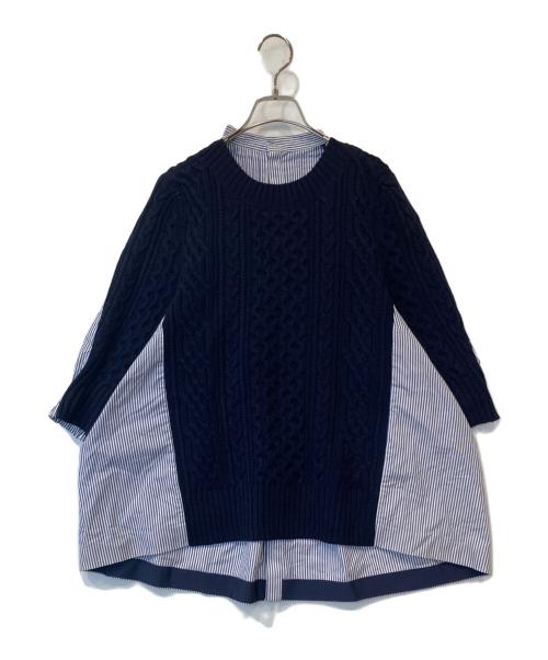 sacai（サカイ）sacai (サカイ) ニットドッキングブラウス　SCW-040 ネイビー サイズ:１の古着・服飾アイテム