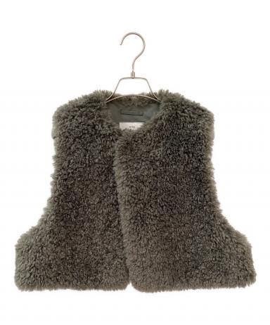 ハイク　HYKE オリーブグリーン ファーベスト OSFA 美品 中古・古着通販】HYKE (ハイク) FAUX SHEARING CROPPED VEST OLIVE