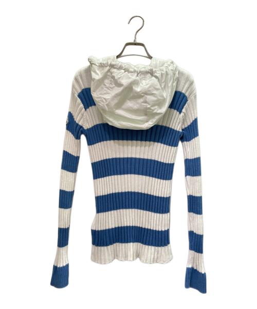MONCLER（モンクレール）MONCLER (モンクレール) リブ ニットフーディ ブルー×ホワイト サイズ:XSの古着・服飾アイテム