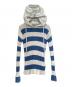 MONCLER（モンクレール）の古着「リブ ニットフーディ」｜ブルー×ホワイト