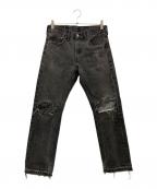 LEVI'Sリーバイス）の古着「505 リペアデニムパンツ」｜ブラック