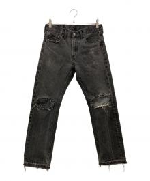 LEVI'S（リーバイス）の古着「505 リペアデニムパンツ」｜ブラック