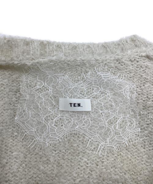 TEN by LA BELLE ETUDE（テンバイラベルエチュード）TEN by LA BELLE ETUDE (テンバイラベルエチュード) レース刺繍MIXモチーフ×ループフリンジニットカーディガン アイボリー サイズ:Freeの古着・服飾アイテム