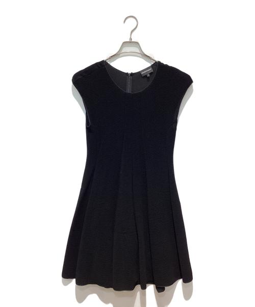 EMPORIO ARMANI（エンポリオ アルマーニ）EMPORIO ARMANI (エンポリオ アルマーニ) フレアドレス オットマン風バレジャージー ブラック サイズ:42の古着・服飾アイテム