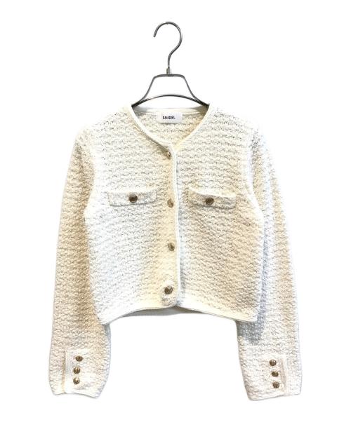 Snidel（スナイデル）Snidel (スナイデル) ツイードニットカーディガン SWNT251185 ホワイト サイズ:Freeの古着・服飾アイテム