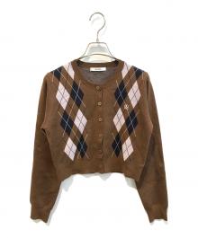 Snidel（スナイデル）の古着「アーガイルカーディガン　SWNT254289」｜ブラウン