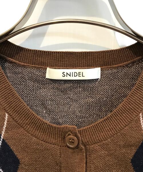 Snidel（スナイデル）Snidel (スナイデル) アーガイルカーディガン　SWNT254289 ブラウン サイズ:Freeの古着・服飾アイテム