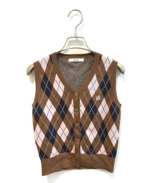 Snidel（スナイデル）Snidel (スナイデル) アーガイルニットジレプルオーバー　SWNT254283 ブラウン サイズ:Freeの古着・服飾アイテム