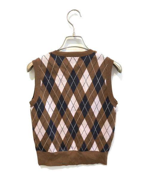 Snidel（スナイデル）Snidel (スナイデル) アーガイルニットジレプルオーバー　SWNT254283 ブラウン サイズ:Freeの古着・服飾アイテム