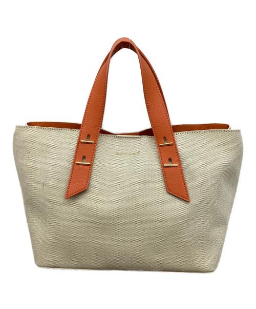 CHARLES & KEITH（チャールズアンドキース）CHARLES & KEITH (チャールズアンドキース) ダブルハンドル ホーボーバッグ アイボリー×オレンジの古着・服飾アイテム