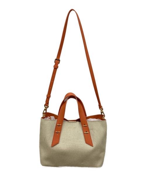 CHARLES & KEITH（チャールズアンドキース）CHARLES & KEITH (チャールズアンドキース) ダブルハンドル ホーボーバッグ アイボリー×オレンジの古着・服飾アイテム