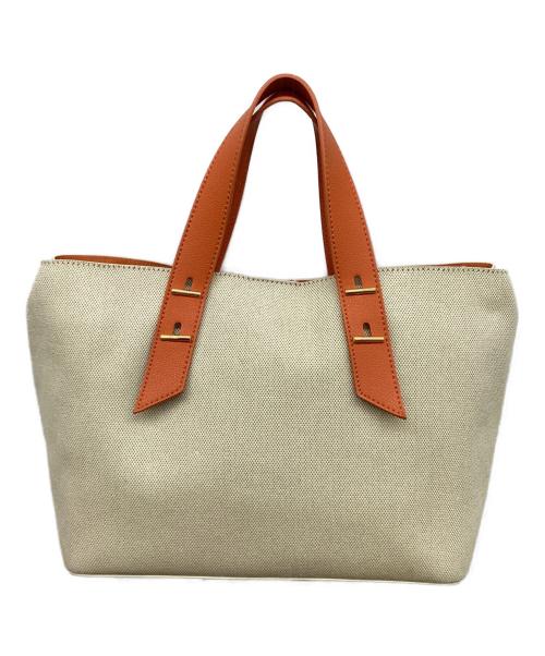 CHARLES & KEITH（チャールズアンドキース）CHARLES & KEITH (チャールズアンドキース) ダブルハンドル ホーボーバッグ アイボリー×オレンジの古着・服飾アイテム