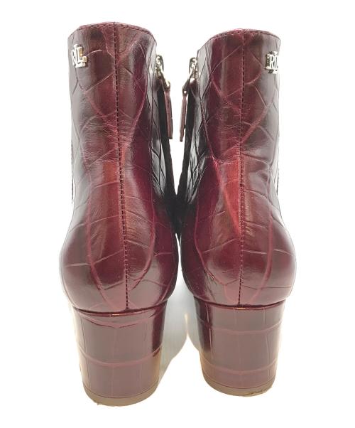 LAUREN RALPH LAUREN（ローレンラルフローレン）LAUREN RALPH LAUREN (ローレンラルフローレン) 型押しショートブール ワインレッド サイズ:23.5の古着・服飾アイテム