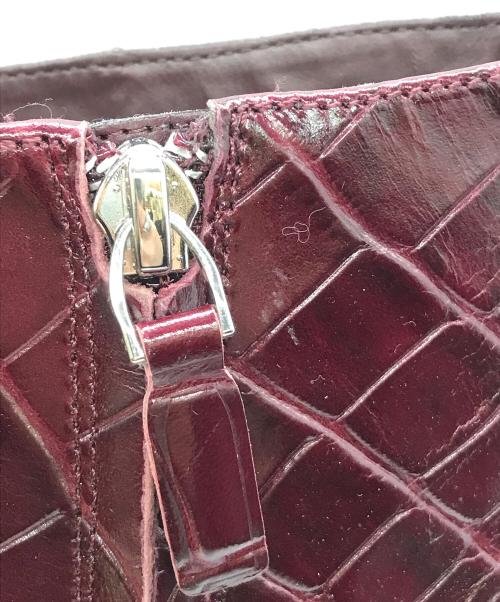 LAUREN RALPH LAUREN（ローレンラルフローレン）LAUREN RALPH LAUREN (ローレンラルフローレン) 型押しショートブール ワインレッド サイズ:23.5の古着・服飾アイテム