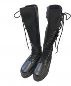 LIMI feuリミフゥ）の古着「レースアップロングブーツ」｜ブラック