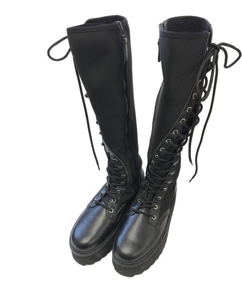 LIMI feu（リミフゥ）LIMI feu (リミフゥ) レースアップロングブーツ ブラック サイズ:6の古着・服飾アイテム