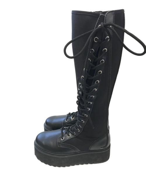 LIMI feu（リミフゥ）LIMI feu (リミフゥ) レースアップロングブーツ ブラック サイズ:6の古着・服飾アイテム