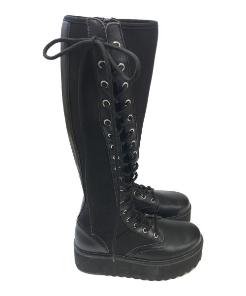 LIMI feu（リミフゥ）LIMI feu (リミフゥ) レースアップロングブーツ ブラック サイズ:6の古着・服飾アイテム