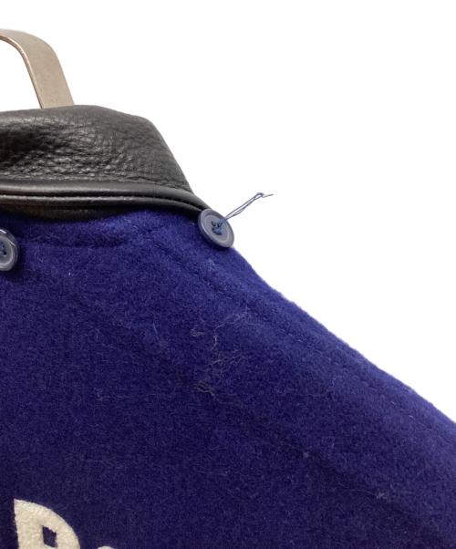 POSH BOY（ポッシュボーイ）POSH BOY (ポッシュボーイ) 80'sオールドレザーウール切替 スタジャン ブラック×ネイビー サイズ:Fの古着・服飾アイテム