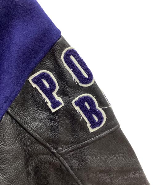 POSH BOY（ポッシュボーイ）POSH BOY (ポッシュボーイ) 80'sオールドレザーウール切替 スタジャン ブラック×ネイビー サイズ:Fの古着・服飾アイテム