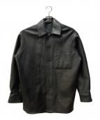 EDIFICEエディフィス）の古着「ネイキッドラムレザーワンピースカラーシャツ」｜ブラック