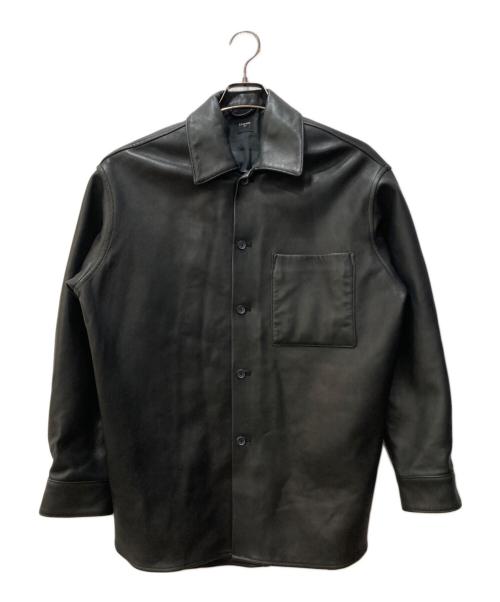 EDIFICE（エディフィス）EDIFICE (エディフィス) ネイキッドラムレザーワンピースカラーシャツ ブラック サイズ:Ⅿの古着・服飾アイテム