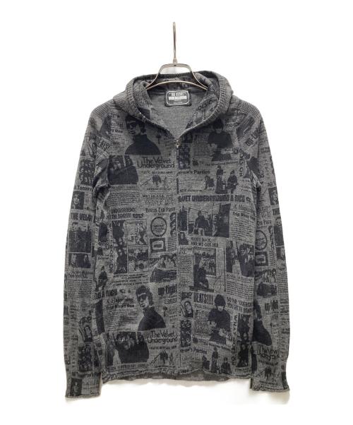 Hysteric Glamour（ヒステリックグラマー）Hysteric Glamour (ヒステリックグラマー) THE VELVET UNDERGROUNDニットパーカー グレー サイズ:Freeの古着・服飾アイテム