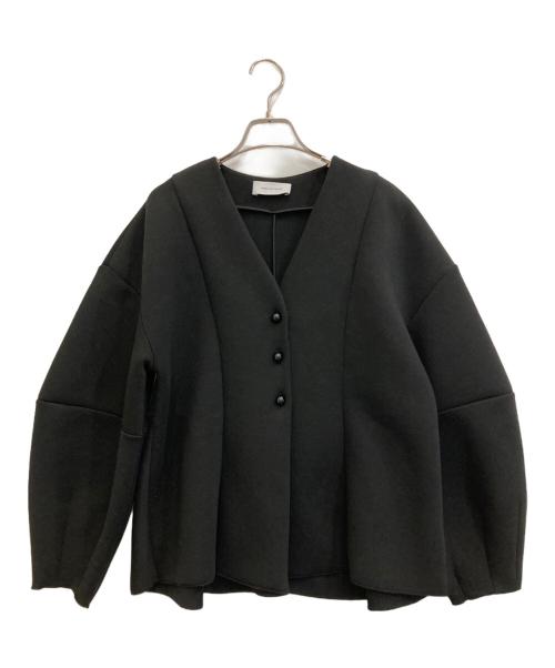 Adam et Rope（アダム エ ロペ）Adam et Rope (アダム エ ロペ) ペプラムダンボールカーディガン ブラック サイズ:FREEの古着・服飾アイテム