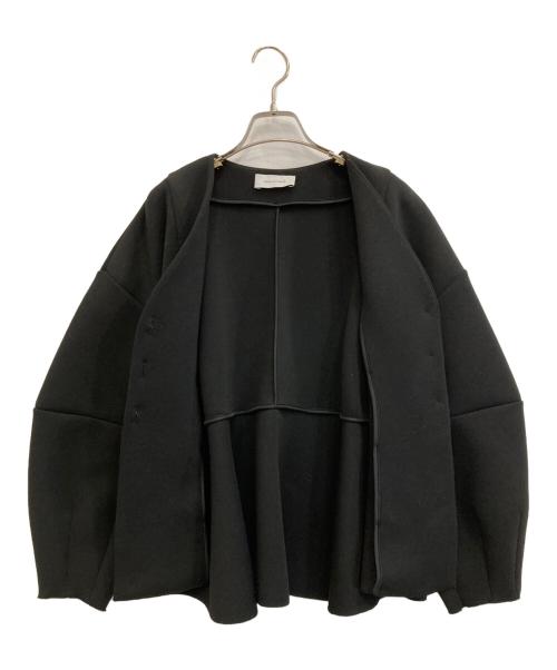 Adam et Rope（アダム エ ロペ）Adam et Rope (アダム エ ロペ) ペプラムダンボールカーディガン ブラック サイズ:FREEの古着・服飾アイテム