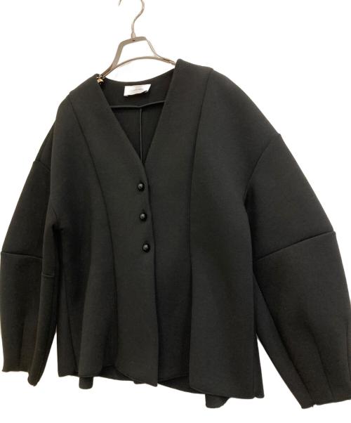 Adam et Rope（アダム エ ロペ）Adam et Rope (アダム エ ロペ) ペプラムダンボールカーディガン ブラック サイズ:FREEの古着・服飾アイテム