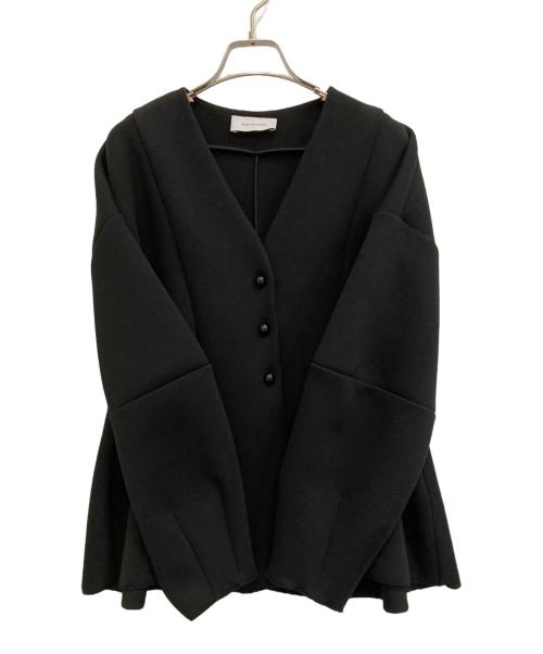 Adam et Rope（アダム エ ロペ）Adam et Rope (アダム エ ロペ) ペプラムダンボールカーディガン ブラック サイズ:FREEの古着・服飾アイテム