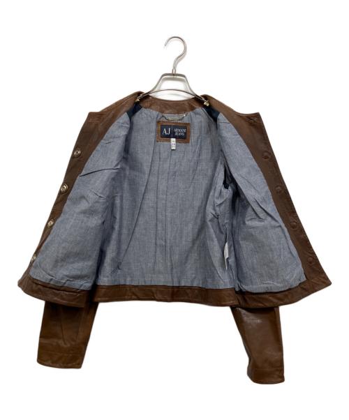 ARMANI JEANS（アルマーニジーンズ）ARMANI JEANS (アルマーニジーンズ) レザージャケット ブラウン サイズ:40の古着・服飾アイテム