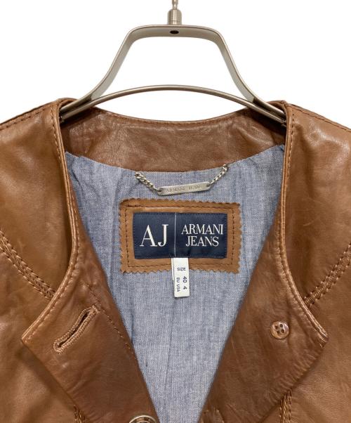 ARMANI JEANS（アルマーニジーンズ）ARMANI JEANS (アルマーニジーンズ) レザージャケット ブラウン サイズ:40の古着・服飾アイテム