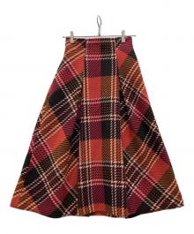 Snidel（スナイデル）の古着「ロービングチェックスカート」｜レッド