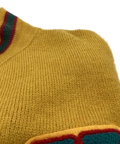 Hysteric Glamour（ヒステリックグラマー）Hysteric Glamour (ヒステリックグラマー) ROUND LETTERSワッペン ポロ衿セーター イエロー サイズ:Lの古着・服飾アイテム