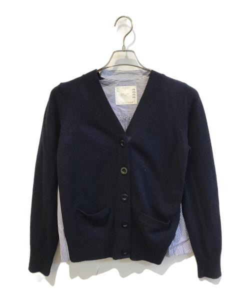 sacai（サカイ）sacai (サカイ) バックプリーツデザインウール切替カーディガン 15-02333 ネイビー サイズ:1の古着・服飾アイテム
