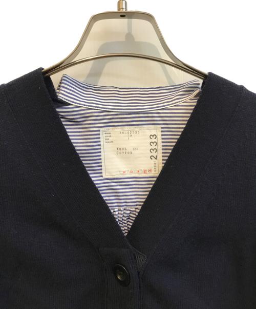 sacai（サカイ）sacai (サカイ) バックプリーツデザインウール切替カーディガン 15-02333 ネイビー サイズ:1の古着・服飾アイテム