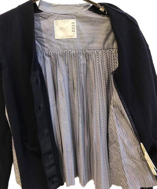 sacai（サカイ）sacai (サカイ) バックプリーツデザインウール切替カーディガン 15-02333 ネイビー サイズ:1の古着・服飾アイテム