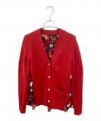 sacaiサカイ）の古着「フローラルパネルニットカーディガン」｜レッド