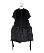 sacaiサカイ）の古着「TWEED MIX CHIFFON SHIRT DRESS」｜ブラック