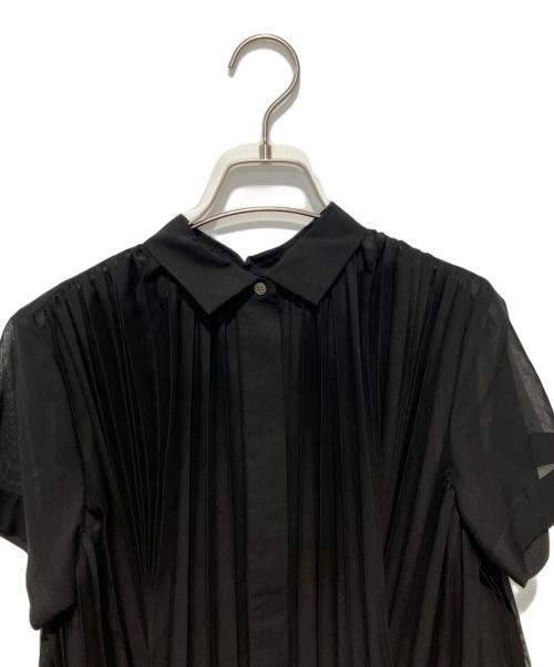 sacai（サカイ）sacai (サカイ) TWEED MIX CHIFFON SHIRT DRESS ブラック サイズ:2の古着・服飾アイテム