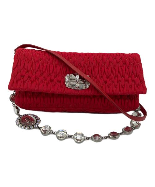 MIU MIU（ミュウミュウ）MIU MIU (ミュウミュウ) FAILLE CRYSTAL 3WAYバッグ レッドの古着・服飾アイテム