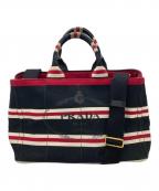 PRADAプラダ）の古着「カナパ2WAYトートバッグ」｜ブラック×レッド×ホワイト