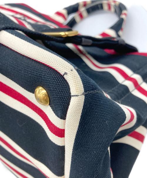 PRADA（プラダ）PRADA (プラダ) カナパ2WAYトートバッグ ブラック×レッド×ホワイトの古着・服飾アイテム