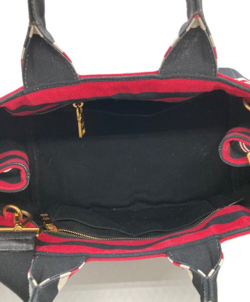 PRADA（プラダ）PRADA (プラダ) カナパ2WAYトートバッグ ブラック×レッド×ホワイトの古着・服飾アイテム