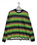 BALバル）の古着「GRADIENT STRIPE CREW NECK LONG SLEEVE TEE　25AW」｜グリーン