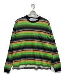 BAL（バル）の古着「GRADIENT STRIPE CREW NECK LONG SLEEVE TEE　25AW」｜グリーン